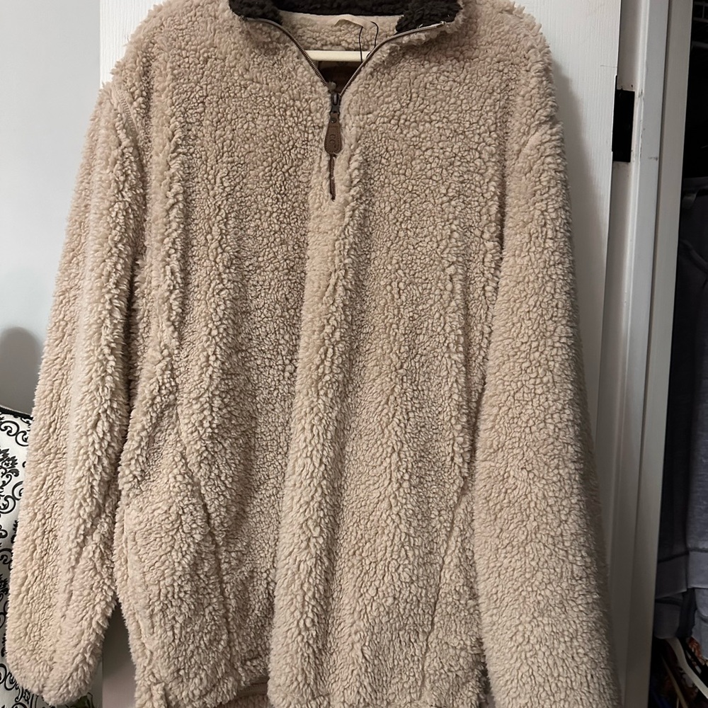 Cozy Tan Sherpa Pullover by CC